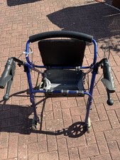Black & Blue Rollator Mobility Walker Disability Aid Walking 4 Wheels with Seat
