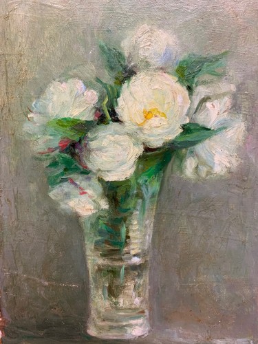 White peonies vase - white, a