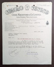 1927 Chas Macintosh & Co India Rubber Tyre Manufacturers Somers St Leeds Letter