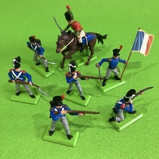 Britains Deetail 7x French Napoleonic Waterloo Soldiers (1 Horse, Flag) Made UK