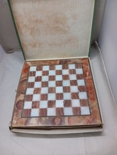 Carved Marble and Onyx Chess Board and Figures   D4