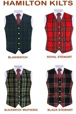 Scottish Tartan Waistcoat Vest Thistle Buttons Argyle Prince Charlie Kilt Attire