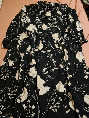 Floral dress black - dress, black/white