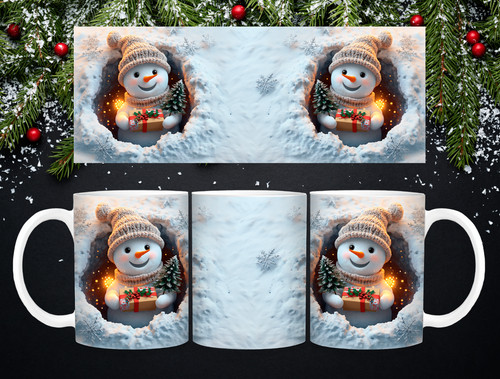 Snowman with gift - with, –