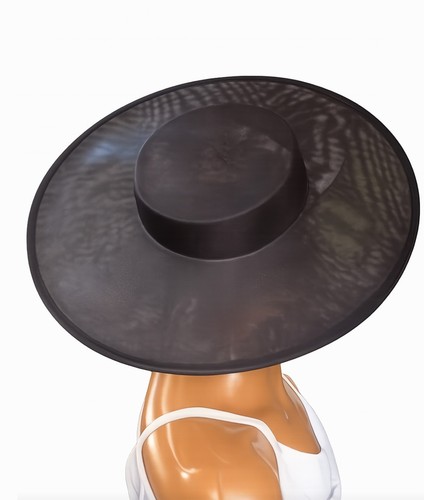 Elegant large black boater - large, hat