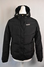 SWIX Women`s Down Jacket Full Zip Hooded Black Outdoor Padded Coat Size L
