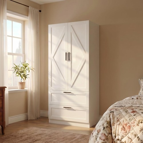 White farmhouse wardrobe - white,