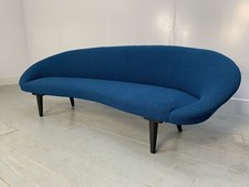 George Smith Tom Dixon Sofa - "Bean" - 4-Seat Sofa in Mid-Blue Boucle