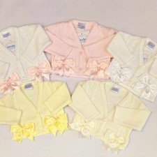 Baby Girls Bolero Cardigan Pink White Red Ivory Lemon 0-4 Years big bow Spanish
