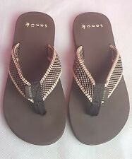 Sanuk Brown Weave Fabric Thong Comfortable Flip Flop UK5 EU38 US7 