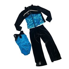 GK Girl's leotard Velour zip up Jumpsuit Gymnastics Dance Outfit set Sz Medium