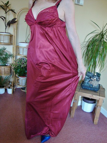 Burgundy red silky lacy - silky,