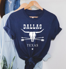 Dallas Texas cow skull T Shirt,  western design, cowgirl shirt USA holiday shirt