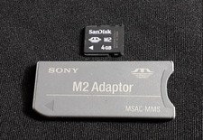 4GB Memory Card M2 + Memory Stick MSAC-MMS Adapter - For Older Cybershot Camera