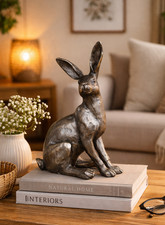 Antique silver effect hare - antique,