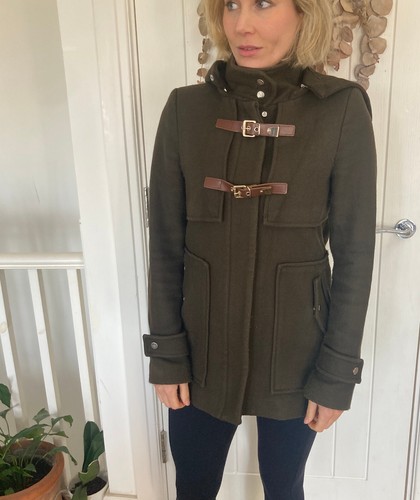 Zara pea coat khaki hood