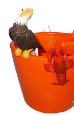 Lobster & eagle pothanger pair. Hand painted house plant pot hanger decoration.