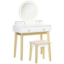 HOMCOM Dressing Table Set, LED Mirror, Stool, 4 Drawers  , Refurbished