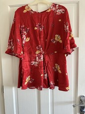 BNWT Elegant Red Monsoon RIGA Floral Silk Look Top Size 18 RRP £42