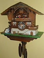 Black Forest musical chalet 30 hour cuckoo clock with dancers & waterwheel - GWO