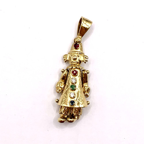 Multi gem clown 9ct - multi-gem, gold