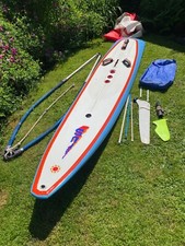 classic custom windsurfing board with boom, sail, 2 x masts, etc