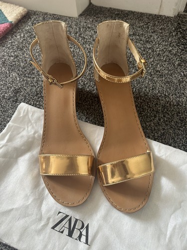Zara gold strappy - gold, heels