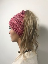 Pink Ladies Pony Tail Beanie