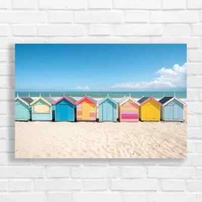 Vibrant Beach Huts Canvas