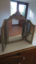 Dressing Table Mirror Tri Fold Argente Vanity Mirror Bedroom Wooden Silver