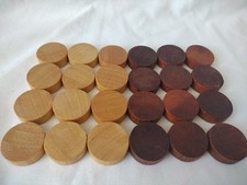 Set of Wooden Draughts Pieces 28mm x 9mm - Light / Dark Brown