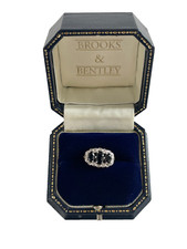 1ct Sapphire and Diamond Ring 9ct Gold Trilogy Sapphire Vintage Ring Size -J 1/2