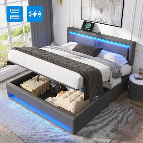 Led upholstered ottoman - led,