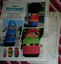 UNCUT vintage 1970s toy sewing printed pattern rabbit elephant police pirate ETC