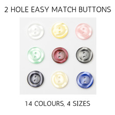 10 x Buttons Easy Match 2 Tone with 2 Holes 14 Colours 4 Sizes