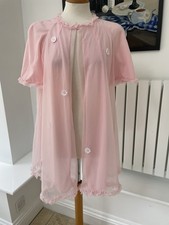 Women’s vintage 1960’s ST MICHAEL pink nylon double layer negligee/robe, 32”-34”