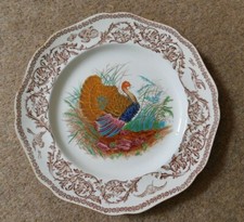 Royal Cauldon plate transfer print turkey brown edge thanksgiving Christmas  