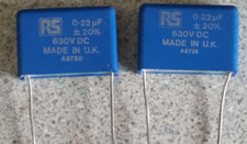 0.22uF 630v 20% POLYCARBONATE Capacitor X 2 RS COMPONENTS  (B15)