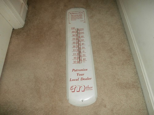 Antique metal thermometer - antique,