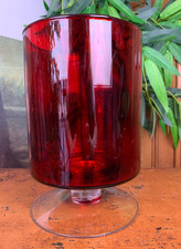MID CENTURY VINTAGE 1970S GIANT RED WINE GLASS RETRO ORNAMENT DECOR DISPLAY 9" H