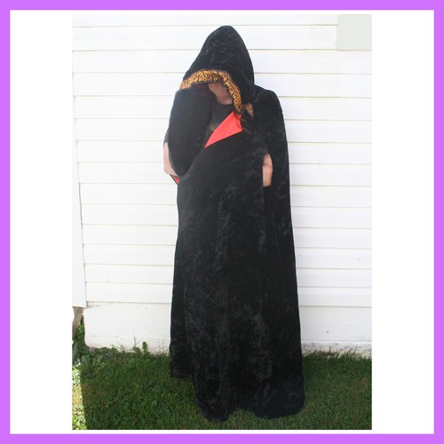 Hooded cloak black - cloak, black/orange