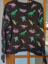 Topshop Dinosaur Print Sweater Lounge Jumper Size 12