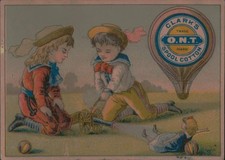 Vintage Trade Card Clarks Thread Kids Playing with toys Cannon Doll