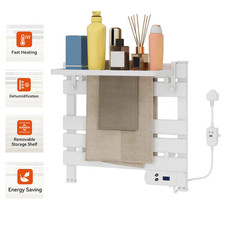 Electric Heated Towel Rail Bathroom Warmer Timer Ladder Radiator Storage Shelf