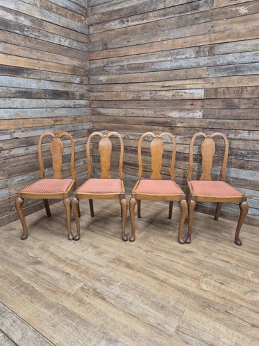 Four oak dining chairs queen - dining,