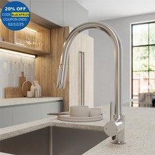 Chrome Pull Out Kitchen Mixer Tap Dual Spray Swivel Spout Single Lever Brass