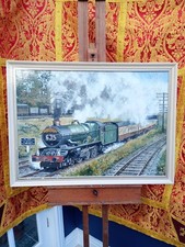 Steam train oil painting on