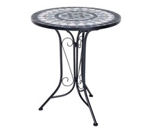 Garden Wrought Iron Blue Mosaic Bistro Table - WAREHOUSE CLEARANCE