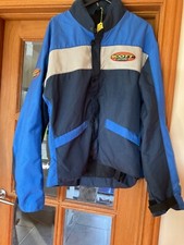Genuine Scott Leathers Motorcycle Paddock Jacket Mens Large Blue Grey Made in UK