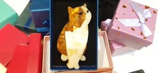 Adorable Handcrafted Pining Cat Resin Brooch - Gift Boxed